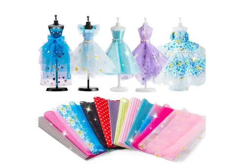 Klever Kits Modedesign Bastelset für Mädchen 400+ Teile - Nähset für Kinder ab 8 Jahren mit 400+ Teilen, inkl. 3 Mannequins und 21 Stoffen. Kreativität ohne Nähen – ideal für junge Designer!