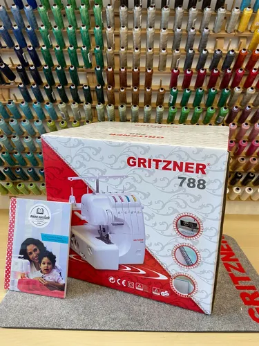 Gritzner 788 Overlock Nähmaschine - Overlock Nähmaschine mit 5 Sonderfüßen, Abfallbehälter, Buch und LED-Licht für präzises und schnelles Nähen.