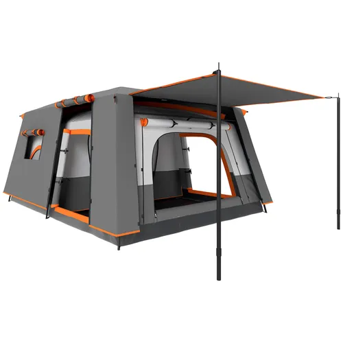 Outsunny Tunnelzelt für 6 Personen - Geräumiges Campingzelt mit 3 Eingängen, wasserabweisend und ideal für Familienausflüge. Inklusive Tragetasche und eingenähter Bodenplane für optimalen Komfort.