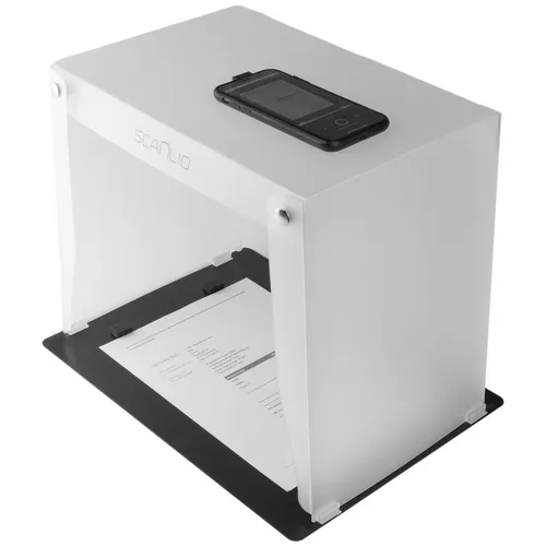 scanlio SCANLIO Pro - Faltbare Scanbox Dokumentenscanner, ideal für A4-Scans mit Smartphone-App Bedienung und praktischer Grundplatte