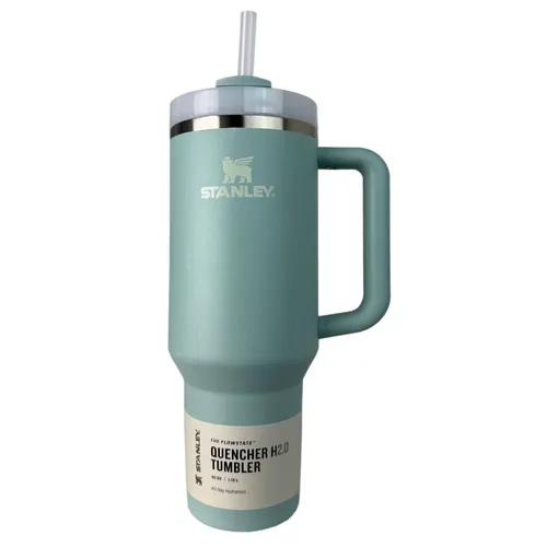 Stanley Quencher H2.0 Thermoflasche Flowstate - Beige, 1.18 L - Nachhaltige Trinkflasche aus 90 % recyceltem Edelstahl. Mit Vakuumisolierung für bis zu 11 Stunden kalte Getränke. Ideal für Arbeit, Sport und Reisen - spülmaschinenfest und praktisch im Alltag.