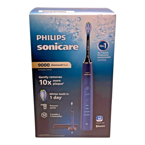 PHILIPS Sonicare HX9911/88 DiamondClean 9000 - Elektrische Zahnbürste in Aquamarine Schwarz, mit fortschrittlicher Schalltechnologie und integriertem Drucksensor für ein strahlendes Lächeln