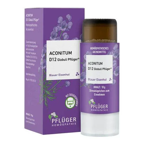 Aconitum D 12 Globuli Pflüger - Homöopathisches Arzneimittel - Arzneimittel zur Unterstützung bei akuten Beschwerden, einfach dosierbar mit praktischem Dosierspender.