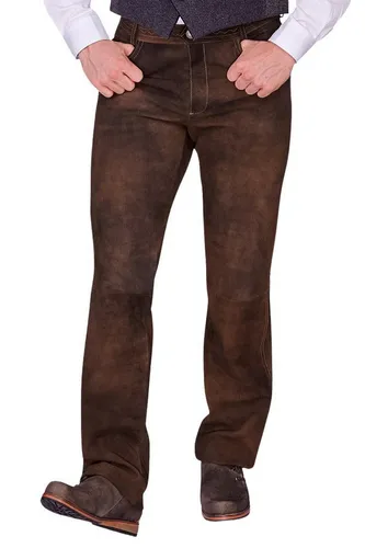 Spieth & Wensky Trachtenlederhose Tassilo lava - Hochwertige Trachtenlederhose aus Ziegenveloursleder, mit praktischen Gesäßtaschen und stilvoller Bundschnürung für einen perfekten Sitz.