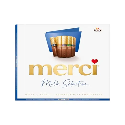 merci Finest Selection Helle Vielfalt – 250g Schokoladen-Spezialitäten - Schokoladenriegel mit edlen merci Milchschokoladen-Spezialitäten in vier unwiderstehlichen Sorten, ideal zum Teilen und Verschenken – perfekt für besondere Genussmomente!