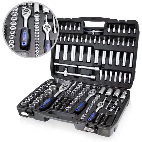 Ratschenschlüssel Stecknusskasten 171tlg von Bituxx® - Werkzeug-Set mit 171 Teilen, inklusive 1/2", 3/8" und 1/4" Ratschen, ideal für professionelle Anwendungen und Heimwerkerprojekte.