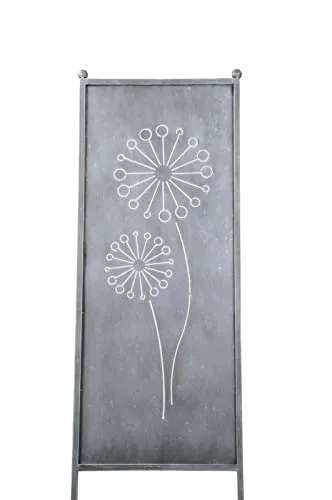 finehomegarden Metall Stele grau Pusteblume - Sichtschutz und Deko für Garten - Dekorative Zäune: Diese elegante Sichtschutzwand aus Metall in Grau ist ein echter Hingucker und einfach zu befestigen – ideal für Garten oder Balkon.
