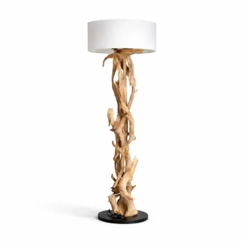 Möbel Bressmer BLUMA Stehlampe aus Teakholz - Handgefertigt & Nachhaltig - Höhe 180 cm - EINZIGARTIG – Diese rustikale Stehlampe aus recyceltem Teakholz ist ein echter Hingucker für Ihr Wohnzimmer. Mit ihrem großen Lampenschirm sorgt sie für ein warmes, einladendes Licht. Ideal für eine besondere Atmosphäre!