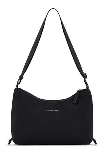 Kapten & Son Skara Small Umhängetasche - All Black - Wasserfeste Umhängetasche aus Recyclingmaterial mit geräumigem Hauptfach, ideal für DIN A5, und mehreren Fächern für Smartphone und Wertsachen. Perfekt für umweltbewusste Trendsetter!