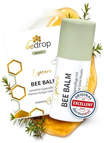 Bedrop Bee Balm Lippenpflegebalsam - Medizinische Körperpflege mit Manuka Honig und Gelée Royale für samtig-weiche Lippen. Ideal bei Trockenheit, Rissen und sogar Herpes. 6ml im praktischen Airless-Spender für optimale Pflege.