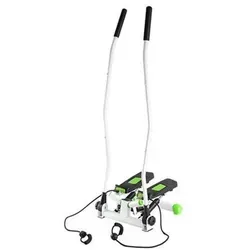 HMS S3085 ZIELONO-BIAŁY STEPPER SKOŚNY - Stepper mit Armstützen und Widerstandsbändern für ein effektives Ganzkörpertraining, ideal für Zuhause oder im Fitnessstudio.