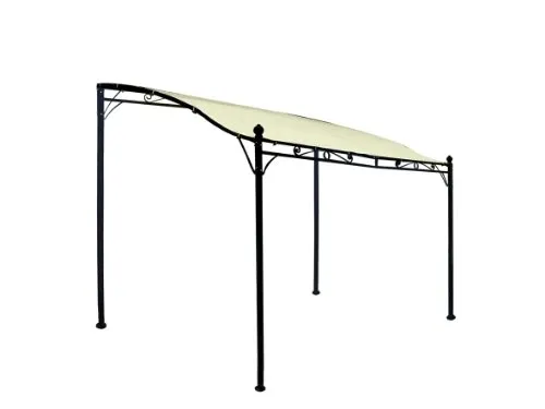 DEGAMO Anbaupavillon MANTOVA 3x2,5 Meter - Pavillon aus stabilen Stahl mit wasserdichtem PVC-Dach in elegantem écru, ideal für Gartenpartys oder als Schutz vor Sonne und Regen.