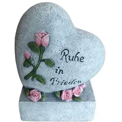 Grabschmuck Grabornament Herz mit Spruch für Trauerdeko - Elegantes Grabmal in Herzform, aus robustem Polyresin, ideal für den Friedhof. Mit einer Höhe von 19,8 cm und einem ansprechenden Design schafft es eine würdige Erinnerung.