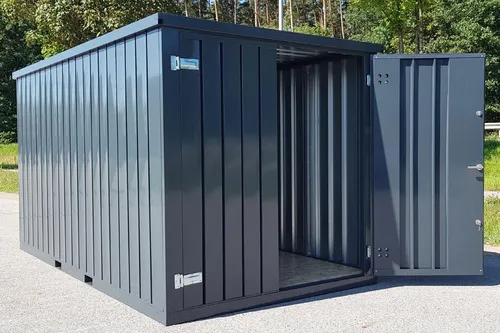 Container Werkzeugcontainer Blechcontainer verzinkt Anthrazit RAL 7016 mit Boden