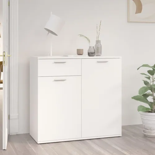 vidaXL Sideboard Weiß mit 2 Türen und 1 Schublade - Praktisches Buffetschrank im minimalistischen Design, bietet reichlich Stauraum und ist leicht zu reinigen – ideal für dein Zuhause.
