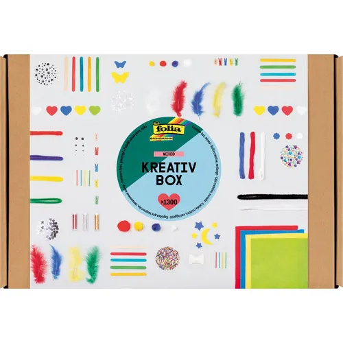 folia Bastelset Kreativbox mixed 1.300-tlg. mehrfarbig - Vielseitiges Bastelset mit 1.300 Teilen für kreative Projekte. Ideal für Bastelspaß und die Förderung der Fantasie.