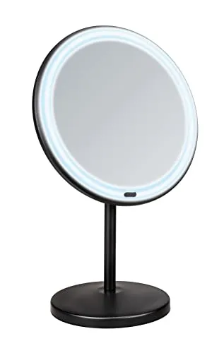 WENKO Kosmetikspiegel beleuchtet Onno schwarz - Sonstige Badezimmermöbel, ideal für präzises Make-up und Rasieren, mit hochwertiger Beleuchtung für optimale Sicht.