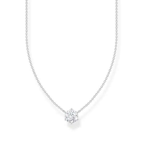 Thomas Sabo Kette mit Zirkonia-Anhänger aus 925 Sterlingsilber - Elegante Damenkette aus 925er Sterlingsilber mit weißem Zirkonia-Anhänger, ideal für individuelle Kombinationen und Geschenke zu besonderen Anlässen.