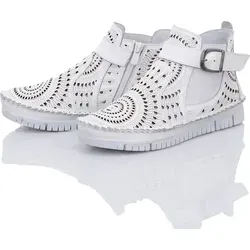 Gemini Sommerstiefelette in Weiß, Gr. 41 - Wanderschuhe - Bequeme Damen Stiefelette aus Leder, ideal für warme Tage mit flexibler Synthetiklaufsohle und herausnehmbarer Innensohle für optimalen Tragekomfort.