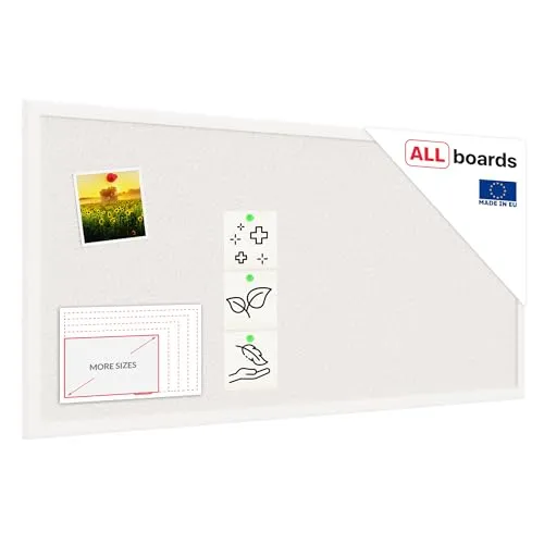 ALLboards Pinnwand mit Holzrahmen 80x40cm - Pinnwand aus hochwertigem, selbstregenerierendem Kork mit ästhetischem Holzrahmen. Ideal zum Organisieren von Notizen und Präsentieren von Fotos in jedem Raum.
