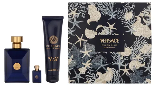 Versace Dylan Blue Geschenkset - Edt Spray 100ml, Duschgel 150ml, Edt 5ml - Herrendüfte: Elegantes Geschenkset mit dem sinnlichen Duft von Versace Dylan Blue, perfekt für den modernen Mann.