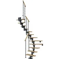 Dolle Mittelholmtreppe Dublin 1/2 gewendet aus Eiche - Treppen & Geländer - Selbsteinbau-taugliche Nebentreppe mit modernem Design, anpassbar an individuelle Raumverhältnisse und Geschosshöhen bis 337 cm.