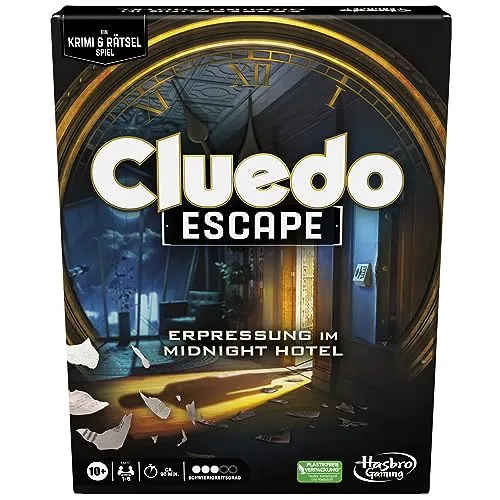 Hasbro Gaming Cluedo Escape Erpressung im Midnight Hotel, einmalig lösbares Escape-Room-Spiel für 1 − 6 Spieler, kooperatives Spiel