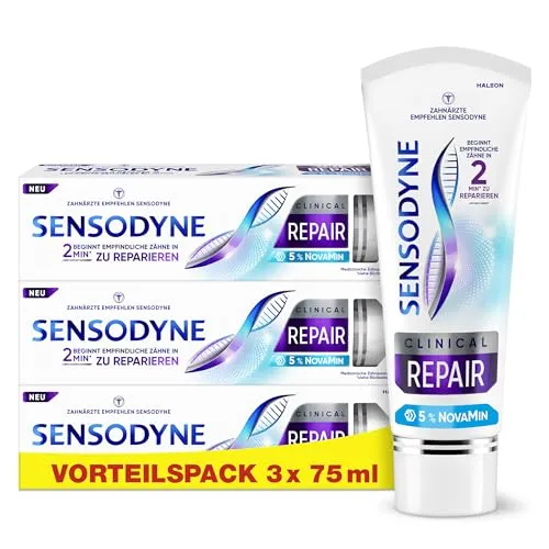 Sensodyne Clinical REPAIR Zahnpasta für empfindliche Zähne - Zahnpasta mit 5 % NovaMin für schnelle Reparatur empfindlicher Zähne, sorgt für langanhaltende Linderung und frisches Mundgefühl.