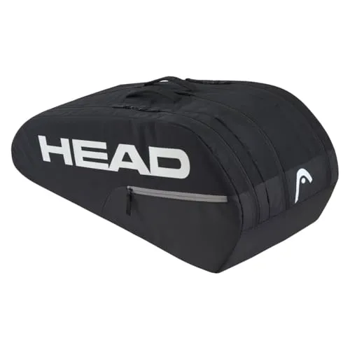 HEAD Base Racquet Bag L, black - Tennisschläger Tasche mit Platz für bis zu 9 Schläger, bietet verbesserte Stabilität und komfortablen Transport durch neue Tragegriffe und Rucksackgurte.