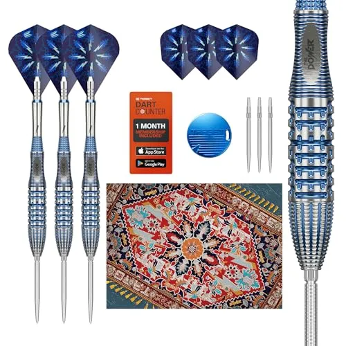 Target Darts Phil Taylor Gx2 Steeldarts Set 22g - Steel-Dartpfeile aus 95% Tungsten mit Quattro-Grip für optimale Kontrolle und Präzision, inklusive Swiss Nano-Points und Power-Titan-Schäften für individuelles Wurfverhalten.