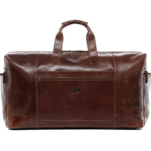 SID & VAIN Reisetasche BRISTOL - XXL braun - Echtleder Weekender für Damen & Herren, handgefertigt mit 62 l Volumen und abnehmbarem Schultergurt, ideal für Reisen oder Sport.