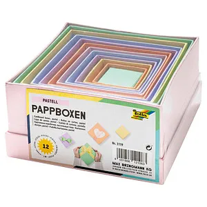 folia PASTELL Geschenkboxen-Set bunt, 12 St.