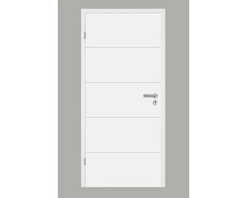 Pertura Zimmertür Perla 05 Weißlack - Elegante Tür für Ihr Zuhause - Türen mit festem Holzkern, ideal für Schallschutz und Stabilität. Maße: 86,0x198,5 cm, Anschlag links, modernes Design in Weiß.