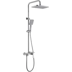 HOME DELUXE Duscharmatur ICONIC – weiße Marmoroptik mit Ablage - Brausegarnituren mit komfortabler integrierter Ablage für mehr Funktionalität und elegantes Design im Badezimmer.