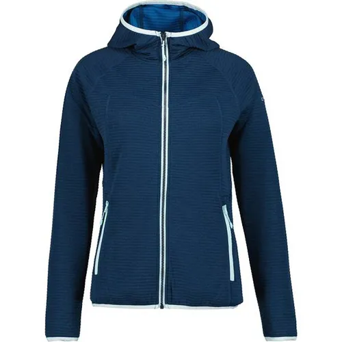 Icepeak Berryville Midlayer-Hoodie Dunkel Blau S - Funktionsjacke für Damen mit Kapuze, bietet extra Wärme und sichere Reißverschlusstaschen für Outdoor-Abenteuer. Antipilling-Veredlung sorgt für langanhaltende Optik und Komfort.