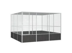 vidaXL Vogelkäfig Anthrazit – Geräumiger Käfig für Ihre Vögel - Vogelkäfige, 302,5x324,5x211,5 cm aus verzinktem Stahl, bietet viel Platz für Ihre Vögel und sorgt für eine sichere Umgebung.