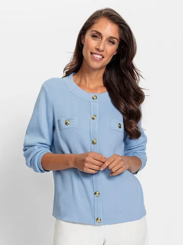 heine Strickjacke in eisblau - Modische Cardigan aus 100% Baumwolle, maschinenwaschbar und ideal für jeden Anlass, Länge ca. 58 cm für perfekten Sitz.
