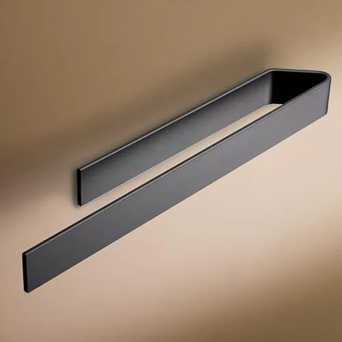 Designfabrik Hamburg Handtuchhalter Schwarz 40 cm - Handtuchhalter ohne Bohren für Bad & Küche, einfache Montage mit selbstklebendem Klebeband und modernes, elegantes Design.