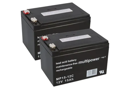 Multipower 2 x BLEI AKKU 12V 15Ah für Elektro Quad Pocketbike Miniquad 350W Elektromobil-Akku