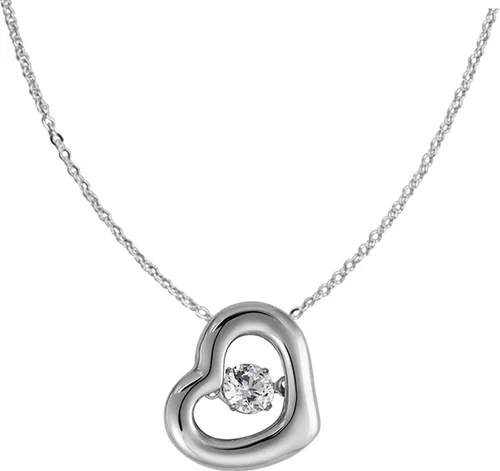 SilberDream Kette und Anhänger Set SilberDream Dancing Stein Herz Kette (2-tlg., Schmucksets), Herzanhänger 925 Sterling Silber, silber, weiß
