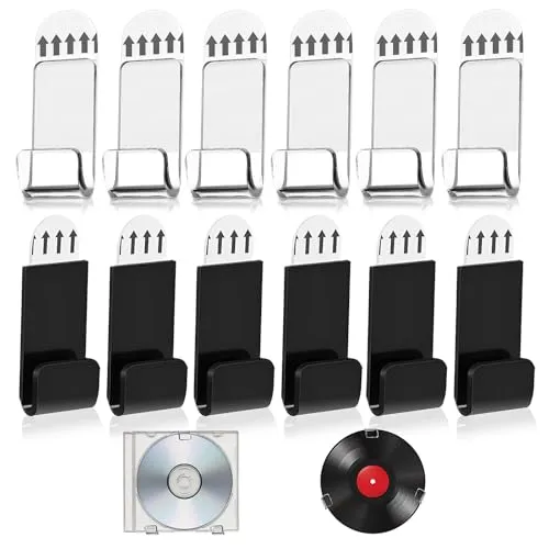 RTSHUK Schallplatten Wandhalterung, 12 Pcs Vinyl Record Hangers Transparent Vinyl Wandhalterung Acryl Schallplattenregal ohne Bohren for Collection Magazine Office Decoration