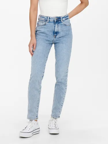 ONLY Female Mom Jeans ONLEMILY - Hohe Taille & Gerade Schnitt - Stylische Mom Jeans mit hoher Taille und geradem Schnitt, aus 99% Baumwolle für optimalen Tragekomfort und lässigen Look.