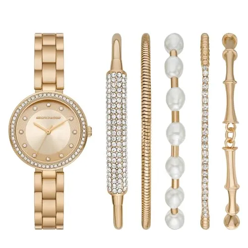 Skechers Watch SR9084 - Elegante Damenarmbanduhr - Armbanduhren für Damen mit 32-mm-Gehäuse, champagnerfarbenem Zifferblatt und wasserdichter Bauweise bis 30 m. Stilvoll und funktional für jeden Anlass.