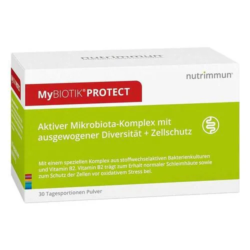 Mybiotik Protect Pulver 60 g - Bakterienkulturen zur Unterstützung der Darmflora, mit 11 aktiven Bakterienkulturen und Vitamin B2 für gesunde Schleimhäute und Zellschutz. Gluten- und laktosefrei, vegan.
