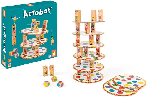 Janod Acrobat - Geschicklichkeits- und Strategiespiel für Kinder, fördert Konzentration und Feinmotorik, ab 5 Jahren, für 2 oder mehr Spieler
