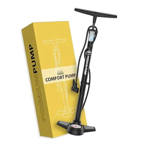 DANSI Fahrradpumpe I Standluftpumpe passend für alle gängigen Ventile inklusive Manometer & Adaptern I luftpumpe Fahrrad, luftpumpe (Comfort,)