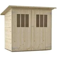 Alpholz Gerätehaus Holz Zimowit 14, BxT: 223x149 cm - Geräteschuppen aus 14mm Fichtenholz mit Doppeltür für einfachen Zugang. Flexibles Design, ideal zur Aufbewahrung von Gartengeräten. Lieferung ohne Boden, Zubehör erhältlich.