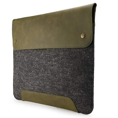 MegaGear MacBook-Tasche aus echtem Leder und Fleece, Laptop-Hülle für MacBook Pro und MacBook Air Hülle – 16 Zoll – 15 Zoll – 15,5 Zoll (M2, M2 Pro, M2 Max, M1) Modelle 2020, 2021, 2022 und 2023