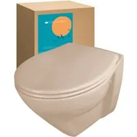 Calmwaters® Erhöhtes Wand WC spülrandlos Modern Plus - Toilette mit +6 cm Erhöhung, spülrandlos für maximale Hygiene, inklusive abnehmbarem WC-Sitz mit Absenkautomatik, ideal für barrierefreien Einbau und komfortable Nutzung.