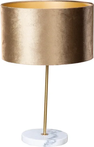 Tischleuchte Kaso - Messing mit braunem Samt-Schirm, 35 cm - Elegante Tischleuchte Kaso mit stilvollem Messingfuß und braunem Samtschirm. Perfekt für stimmungsvolle Beleuchtung in jedem Raum. Bringe Wärme und Luxus in dein Zuhause!